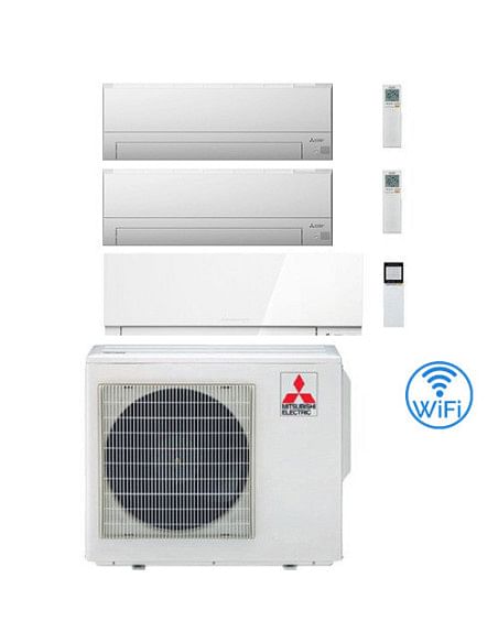 Climatizzatore Condizionatore Mitsubishi MSZ-BT più Kirigamine Zen Wifi Bianco Trial Split Inverter 7000 + 7000 + 18000 BTU c...
