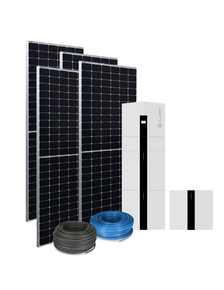 Kit fotovoltaico da 6 kW composto da Inverter Ibrido e pacco batteria da 15kWh Clivet + nº14 pannelli V-TAC da 450 Watt e kit...