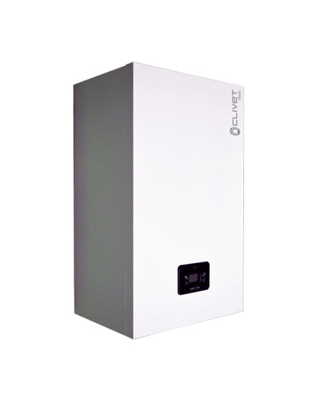 Sistema di riscaldamento ibrido compatto Clivet R32 composto da pompa di calore monofase Aria-Acqua 8kW integrata con caldaia...