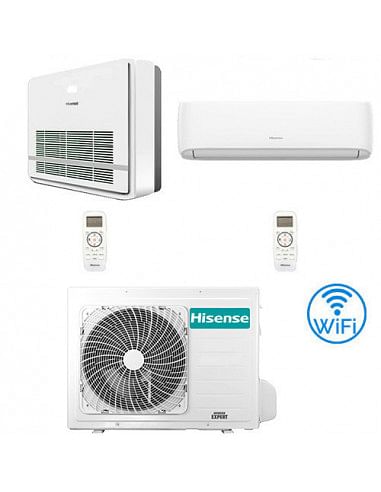 Climatizzatore Condizionatore Hisense R32 Dual Split Inverter Hi Comfort Wifi più Console 12000 + 18000 BTU con U.E. 3AMW62U4...