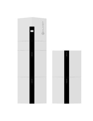 Sistema di accumulo Monofase Clivet Sinergy 51.20 da 20kWh composto da inverter ibrido CEC-S 5kW più 4 unità pacco batteria C...