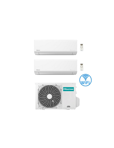 Climatizzatore Condizionatore Inverter Hisense Energy Ultra Wifi R32 Dual Split 9000 + 18000 BTU con U.E. 3AMW62U4RJC Classe ...