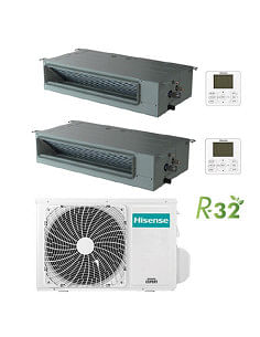 Climatizzatore Condizionatore Hisense Canalizzabile R32 Dual Split Inverter 12000 + 18000 BTU con U.E. 3AMW72U4RJC Classe A++...