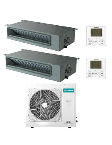 Climatizzatore Condizionatore Hisense Canalizzabile R32 Dual Split Inverter 18000 + 18000 BTU con U.E. 4AMW105U4RAA Classe A+...