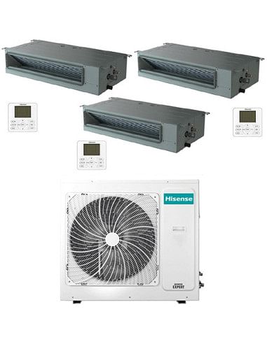 Climatizzatore Condizionatore Hisense Canalizzabile R32 Trial Split Inverter 9000 + 9000 + 18000 BTU con U.E. 4AMW81U4RJC Cla...
