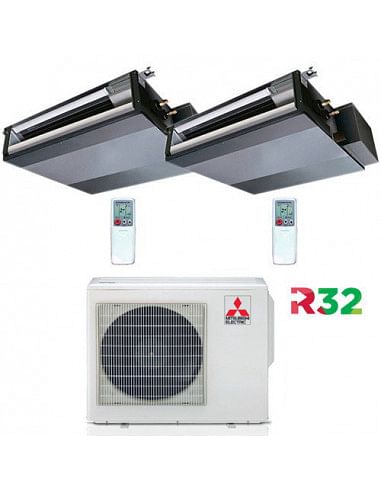 Climatizzatore Condizionatore Mitsubishi Canalizzabile R32 SEZ-M DA Dual Split Inverter 12000 + 12000 BTU con U.E. MXZ-3F68VF...