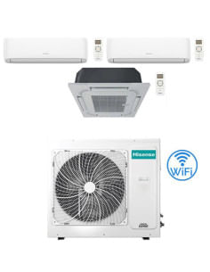 Climatizzatore Condizionatore Hisense Hi Comfort più Cassetta 4 vie Wifi R32 Trial Split Inverter 9000 + 9000 + 18000 BTU con...