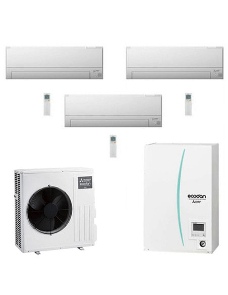 Pompa Di Calore Ibrida Mitsubishi Electric Ecodan Multi Hydrobox 7,5 Kw PXZ-4F75VG Con Unità Interna ERSD-VM2D + due split in...