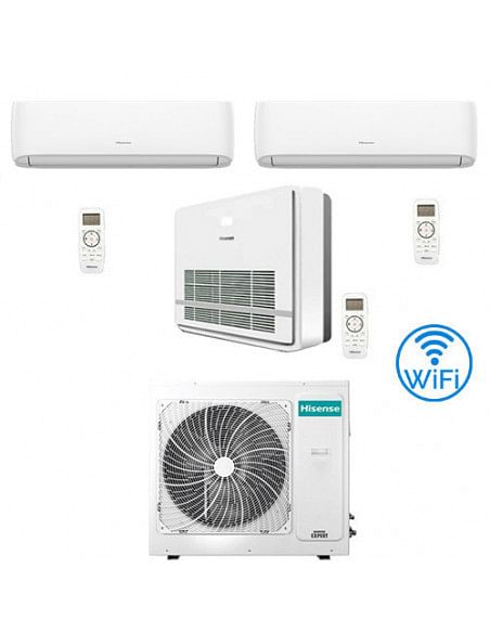 Climatizzatore Condizionatore Hisense R32 Trial Split Inverter Hi Comfort Wifi più Console 7000 + 7000 + 12000 BTU con U.E. 3...