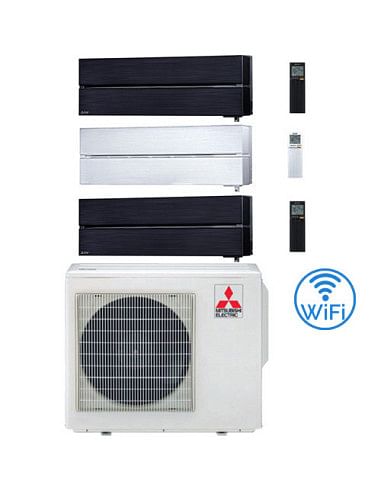 Climatizzatore Condizionatore Mitsubishi Kirigamine Style Wifi R32 Nero e Bianco Trial Split Inverter 9000 + 9000 + 12000 BTU...