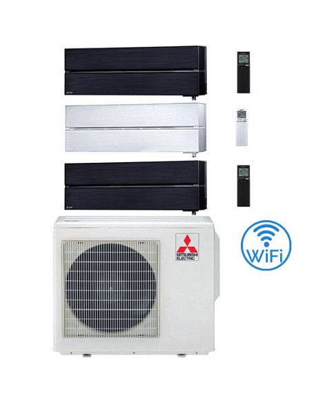 Climatizzatore Condizionatore Mitsubishi Kirigamine Style Wifi R32 Nero e Bianco Trial Split Inverter 9000 + 9000 + 12000 BTU...