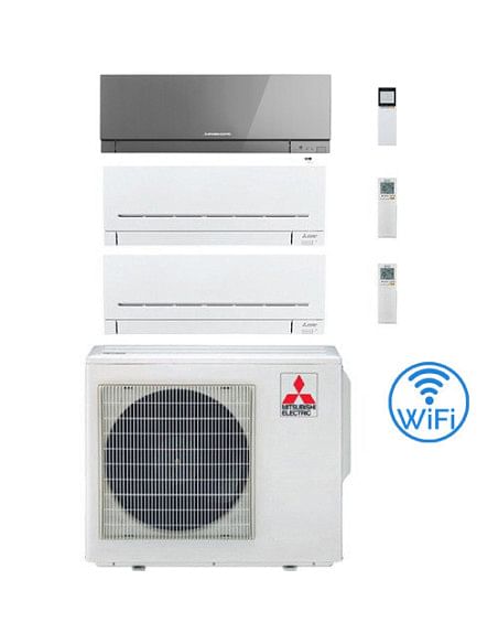 Climatizzatore Condizionatore Mitsubishi Kirigamine Zen Argento più MSZ-AP Wifi Trial Split R32 Inverter 12000 + 9000 + 9000 ...