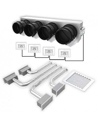 Kit completo 4 Vie con serrande motorizzate e termostati per climatizzatori canalizzati - Climaway