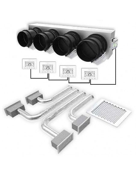 Kit completo 4 Vie con serrande motorizzate e termostati per climatizzatori canalizzati - Climaway