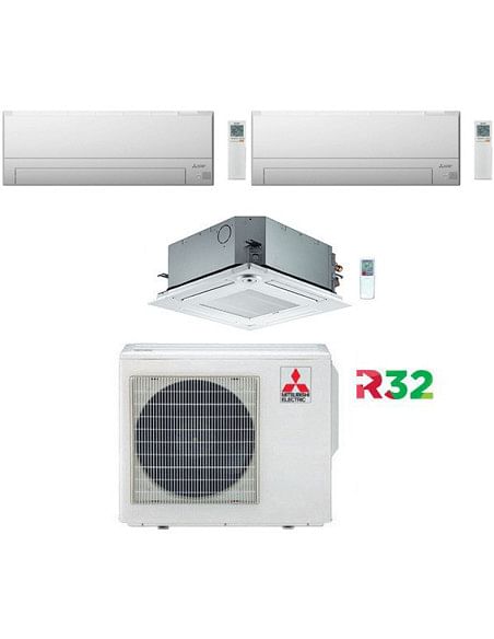 Climatizzatore Condizionatore Mitsubishi MSZ-BT più Cassetta R32 Trial Split Inverter 9000 + 9000 + 12000 BTU con U.E. MXZ-4F...