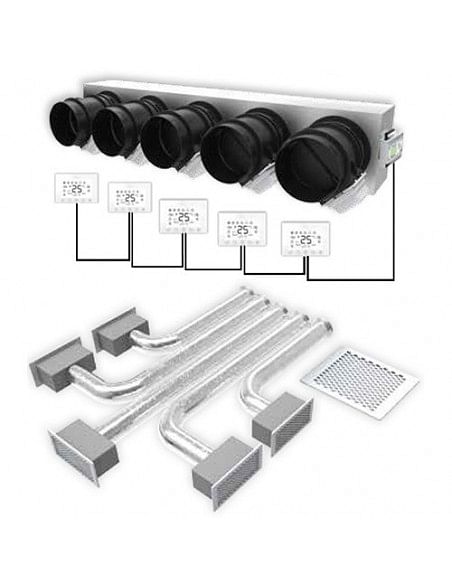 Kit completo 5 Vie con serrande motorizzate e termostati per climatizzatori canalizzati - Climaway
