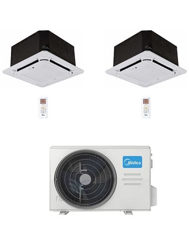 Climatizzatore Condizionatore Midea Cassetta 4 vie Compatta R32 Dual Split Inverter 12000 + 12000 BTU con U.E. M3OG-21HFN8-Q ...