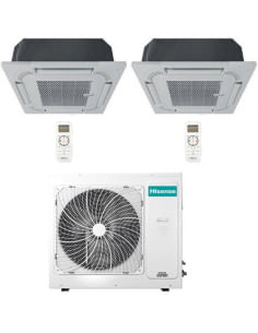 Climatizzatore Condizionatore Hisense Cassetta 4 vie R32 Dual Split Inverter 18000 + 18000 BTU con U.E. 4AMW105U4RAA NOVITÁ C...