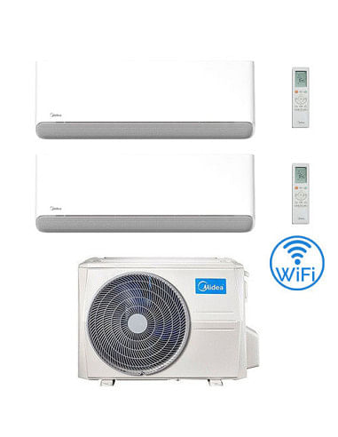 Climatizzatore Condizionatore Midea Breezeless-E Wifi R32 Dual Split 9000 + 12000 BTU con U.E. M3OG-21HFN8-Q INVERTER Classe ...