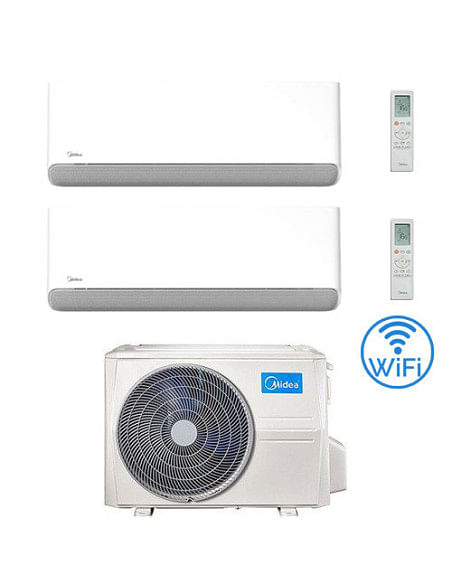 Climatizzatore Condizionatore Midea Breezeless-E Wifi R32 Dual Split 9000 + 12000 BTU con U.E. M3OG-21HFN8-Q INVERTER Classe ...