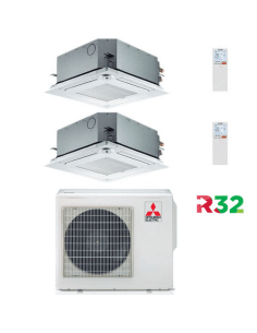 Climatizzatore Condizionatore Mitsubishi Cassetta R32 SLZ-M Dual Split Inverter 9000 + 12000 BTU con U.E. MXZ-3F68VF4 Classe ...