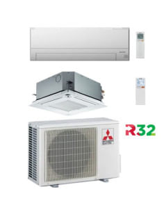 Climatizzatore Condizionatore Mitsubishi Cassetta + Split R32 SLZ-M + MSZ-BT Dual Split Inverter 12000 + 9000 BTU con U.E. MX...
