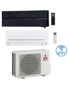 Climatizzatore Condizionatore Mitsubishi Kirigamine Style Nero più MSZ-AP Wifi Dual Split R32 Inverter 9000 + 7000 BTU con U....