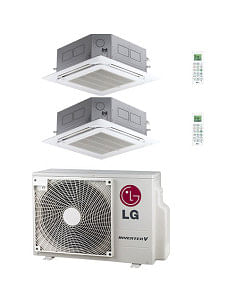 Climatizzatore Condizionatore LG Cassetta 4 vie R32 Dual Split Inverter 9000 + 9000 BTU con U.E. MU2R15 NOVITÁ Classe A+++/A+...
