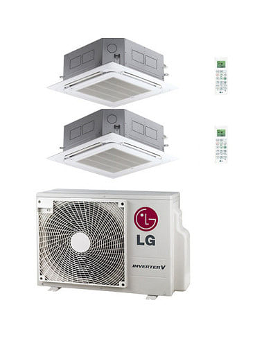 Climatizzatore Condizionatore LG Cassetta 4 vie R32 Dual Split Inverter 9000 + 9000 BTU con U.E. MU2R15 NOVITÁ Classe A+++/A+...
