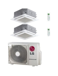 Climatizzatore Condizionatore LG Cassetta 4 vie R32 Dual Split Inverter 9000 + 9000 BTU con U.E. MU3R19 NOVITÁ Classe A+++/A+...
