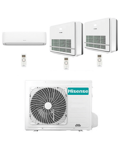 Climatizzatore Condizionatore Hisense Console + Hi Comfort R32 Trial Split Inverter 7000 + 9000 + 12000 BTU con U.E. 3AMW62U4...