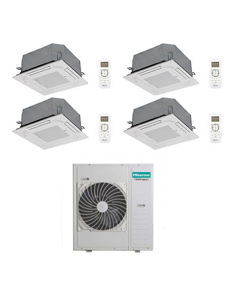 Climatizzatore Condizionatore Hisense Cassetta 4 vie R32 Quadri Split Inverter 9000 + 9000 + 9000 + 12000 BTU con U.E. 5AMW12...