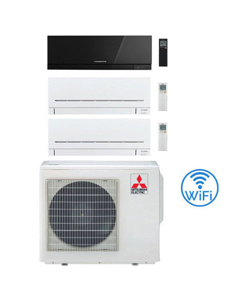 Climatizzatore Condizionatore Mitsubishi Kirigamine Zen Nero più MSZ-AP Trial Split R32 Inverter 7000 + 7000 + 18000 BTU con ...