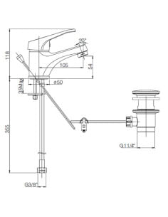 Rubinetto Miscelatore monoforo per lavabo serie Naomi Piralla con scarico automatico 0NO00088A16 cromato - Climaway 2