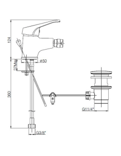 Rubinetto Miscelatore monoforo per bidet serie Naomi Piralla con scarico automatico 0NO00094A16 cromato - Climaway 2