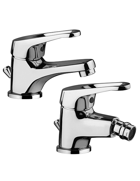 Set Rubinetti Piralla per lavabo e bidet con scarico automatico serie Naomi cromato - Climaway