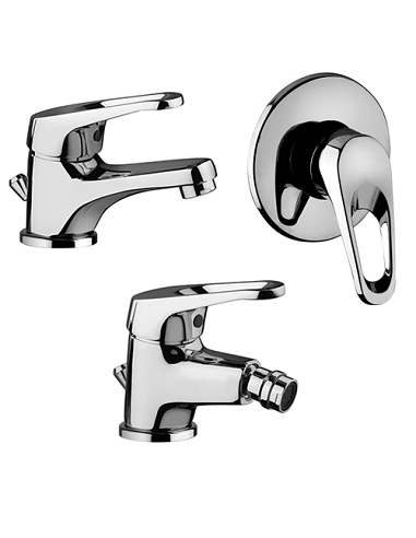 Set Rubinetti Piralla per lavabo e bidet con scarico automatico e doccia incasso serie Naomi cromato - Climaway