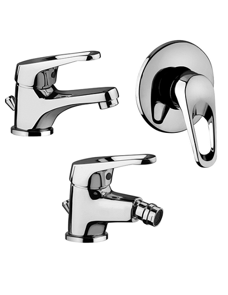 Set Rubinetti Piralla per lavabo e bidet con scarico automatico e doccia incasso serie Naomi cromato - Climaway