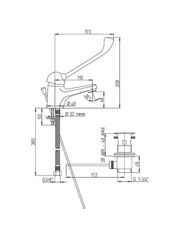 Miscelatore Per Lavabo Da Bagno, Leva Singola Bassa, Elegante Rubinetto Per Lavabo Da Bagno Diamond Con Acqua Calda E Fredda Senza Tubi Flessibili 89038476