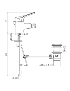 Rubinetto Miscelatore monoforo per bidet serie Ariel Piralla con scarico automatico 0RE00094A21 cromato - Climaway 2