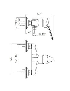 Miscelatore Piralla esterno per doccia serie Ariel 0RE00028A21 cromato - Climaway 2