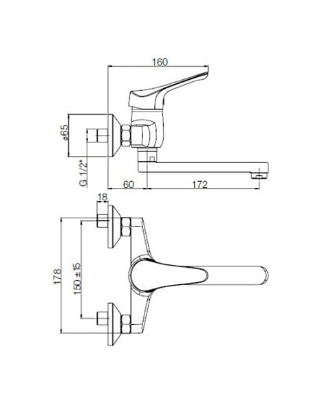 Rubinetto Miscelatore per lavello cucina serie Ariel Piralla a parete 0RE00062A21 cromato - Climaway