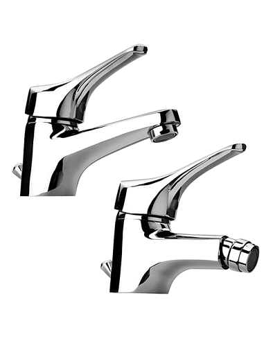 Set Rubinetti Piralla per lavabo e bidet con scarico automatico serie Ariel cromato - Climaway