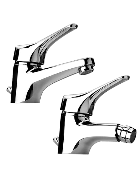 Set Rubinetti Piralla per lavabo e bidet con scarico automatico serie Ariel cromato - Climaway