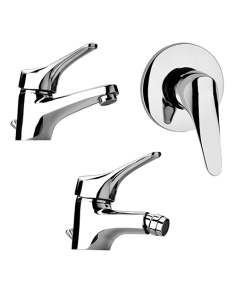 Set Rubinetti Piralla per lavabo e bidet con scarico automatico e doccia incasso serie Ariel cromato - Climaway