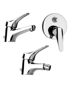 Set Rubinetti Piralla per lavabo e bidet con scarico automatico e doccia incasso con deviatore serie Ariel cromato - Climaway