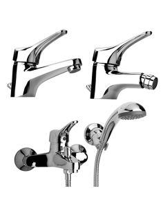 Set Rubinetti Piralla per lavabo e bidet con scarico automatico e vasca serie Ariel cromato - Climaway