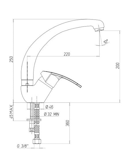 Rubinetto Miscelatore Piralla per lavello cucina serie Ofelia senza scarico 0FE00104A22 cromato - Climaway