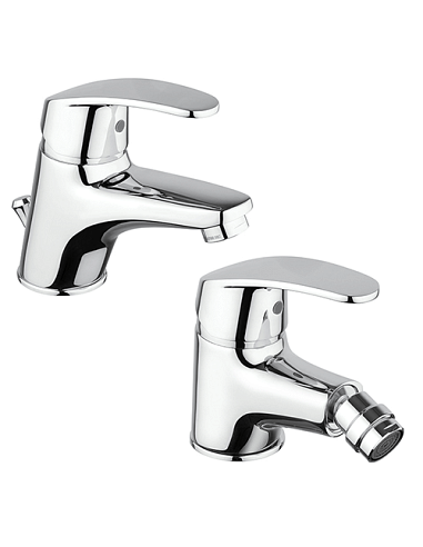 Set Rubinetti Piralla per lavabo e bidet con scarico automatico serie Ofelia cromato - Climaway