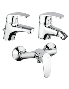 Set Rubinetti Piralla per lavabo e bidet con scarico automatico e doccia esterno serie Ofelia cromato - Climaway